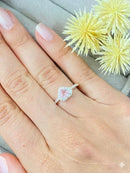 ANEL CORAÇÃO MOLDURA ROSA COM ZIRCONIAS